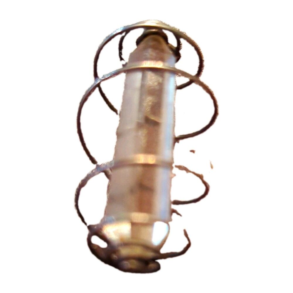 Handcrafted Wire Wrapped Clear Crystal Hexagon Pendant, Silver Tone